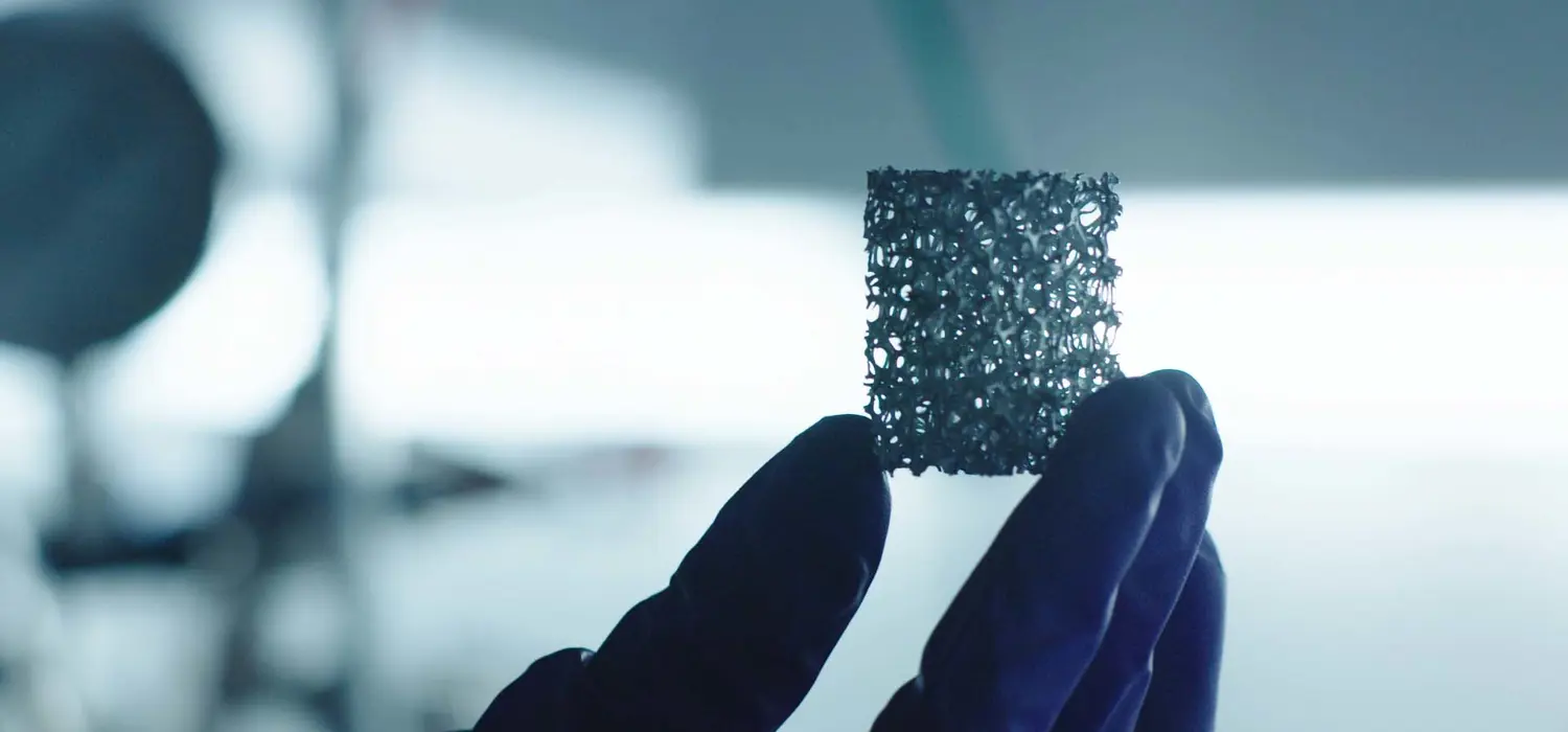 A close up image of a metallic material. 