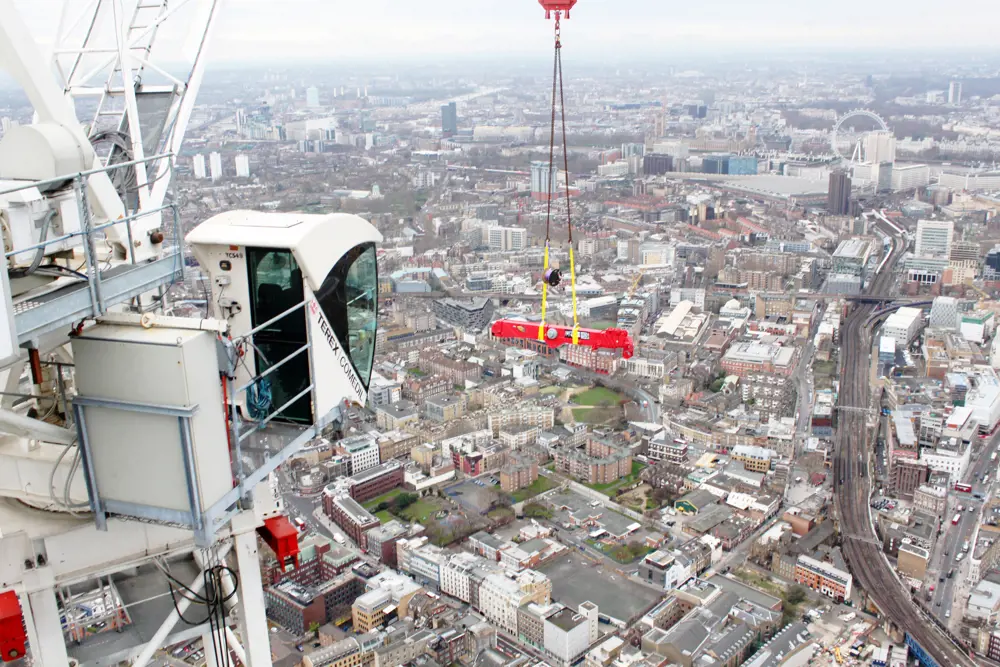 The Shard construction using crane