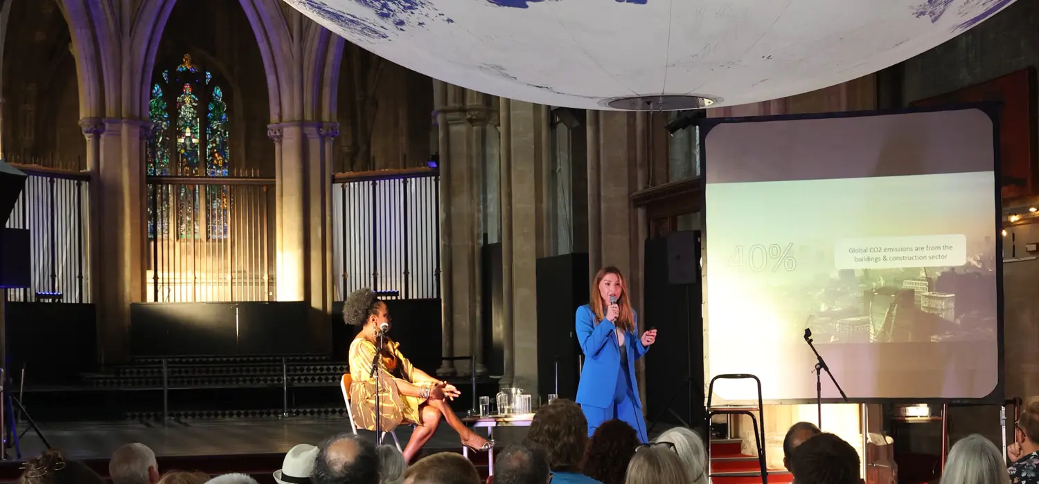 Brogan MacDonald, Head of Sustainability in Building Structures at Ramboll, speaking at an event.
